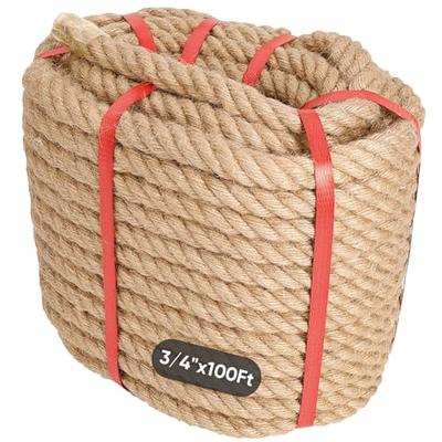 Natural Jute Rope 1 in ×100 ft - Twisted Manila Rope - Thick Hemp