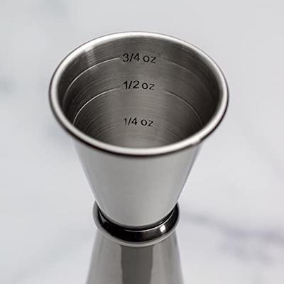 Cocktail Jigger - Double Jigger With Easy to Read Measurements Inside  (Silver)