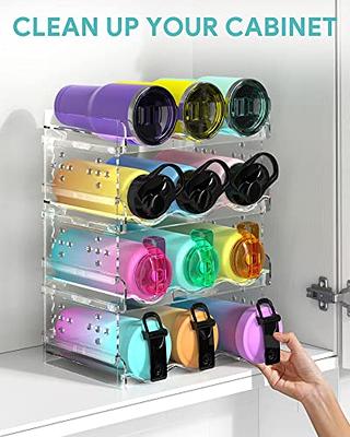 Water Bottle Organizer, 4 Packs Stackable Plastic Water Bottle Cup Holder,  Wine/Drink/Water Bottle Storage Stand for Kitchen Countertop, Cabinet