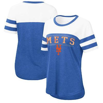 Women's G-III 4Her by Carl Banks White New York Mets City Graphic V-Neck Fitted T-Shirt