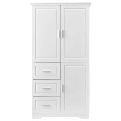 31.90 High Bathroom Storage Cabinet, White Floor Cabinet with 3