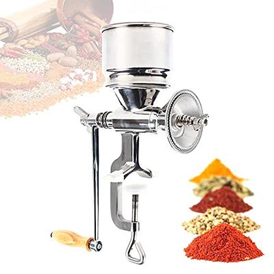 Corn Mill Grinder Manual Wheat Grain Big Hopper Grinder Kitchen Tool Silver  New