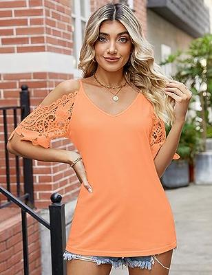 Cold Shoulder Tops for Women, Women Summer Casual Tunic V Neck