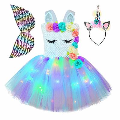 Jxstar Princess Unicorn Dresses Girls Halloween Costume Birthday Party  Outfits LED Light Up Clothes,Size 7 8 - Yahoo Shopping