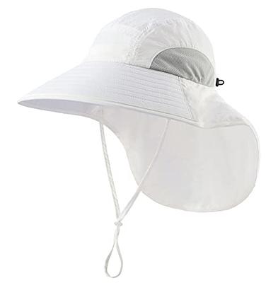 Kids Large Brim UV Protection Sun Hat with Neck Flap Mesh Fishing Cap 