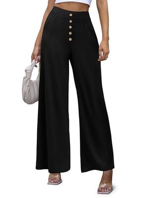 JZC PJ Pants Plus Size Casual Palazzo Pants for Women Lounge Pants Stretchy  Button Wide Leg Trousers Black XL - Yahoo Shopping