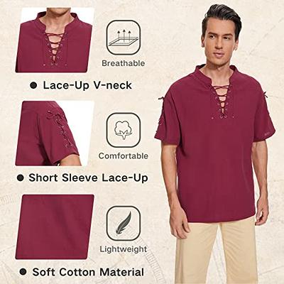 Pirate Shirt Red - Lace Up Neck