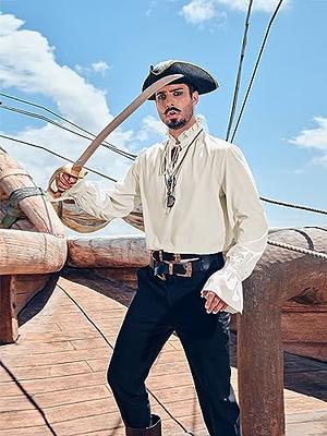 American Trends Mens Pirate Shirt Medieval Renaissance Victorian Costume Ruffled Steampunk Vampire Gothic Halloween Tops