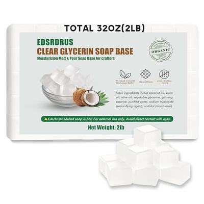 EDSRDRUS 2LB Clear Glycerin Soap Base DIY Handmade Soap Moisturizing Melt  and Pour Soap Base for Crafting, Vegetable Glycerin & Coconut Oil, Easy to  Cut, Unscented 1pack, 32oz (2LB) - Yahoo Shopping