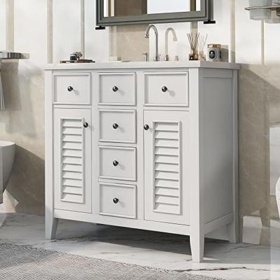 Linique 30 Bathroom Vanity with Sink Combo Set, Solid Wood Frame Bathroom  Storage Cabinet with Soft Closing Door and 2 Drawers, Grey