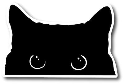 Black Cat Peeking - Black Cat - Sticker