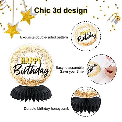  Black and Gold Birthday Decorations for Men Women, Black and Gold  Party Decorations Include Crown Hanging Swirls Curtains Tablecloth Cake  Toppers Banner for Gold and Black Birthday Decorations for Dad 