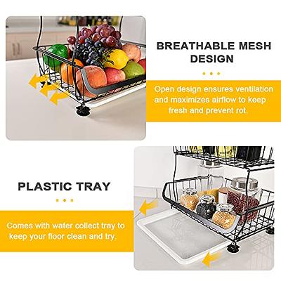 Fruit Vegetable Storage Basket for Kitchen, 4-Tier Stackable Metal