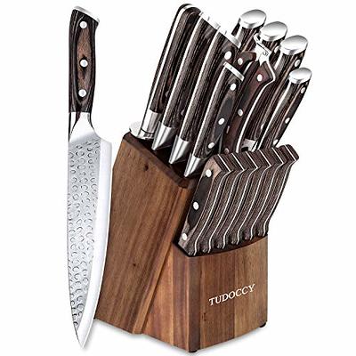 Knife Set,20 Piece Kitchen Knife Set with Block Wooden and Sharpener,  Professional High Carbon German Stainless Steel Chef Knife Set, Ultra Sharp  Full