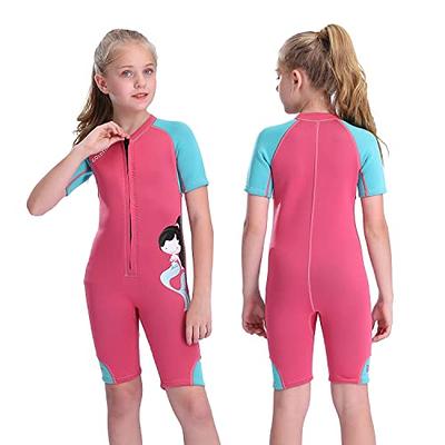 Kids Wetsuit,Thermal Swimsuit,Youth Boy's and Girl's One Piece Wet Suits  Warmth Long Sleeve Swimsuit for Diving,Swimming,Surfing Water Sports 