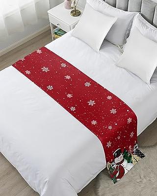 Red Snowman Christmas Bed Runners For