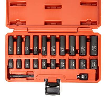 OEMTOOLS 22413 6 Piece SAE and Metric Socket Tray Set (Red and Gray)