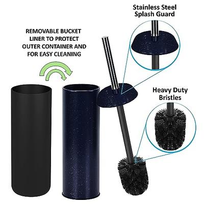 Toilet Bowl Brush Holder Set: Silicone Stainless Steel Deep