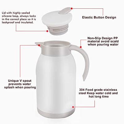 Stainless Steel Thermal Coffee Carafe Dispenser, Unbreakable Double Wall  Vacuum Thermos Flask Large Capacity 40oz 1.2L Water Tea Pot Beverage  Pitcher (White) - Yahoo Shopping