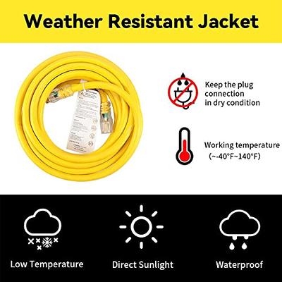 EP 15 Ft Lighted Outdoor Extension Cord - 10/3 SJTW Heavy Duty Yellow  Extension Cable with 3 Prong Grounded Plug for Safety, UL Listed - Yahoo  Shopping