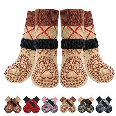 Dog Socks for Hardwood Floors to Prevent Licking,Dog Boots Paw Protector  with Non Anti Slip, Dog Grips for Large Senior Dogs,Pack of 4