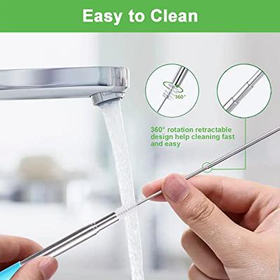 Kynup 4Packs Reusable Straws Metal Straw with Silicon Travel Drinking Straws with Metal Case Keychain Cleaning Brushes Silicon Pcs Perfect for