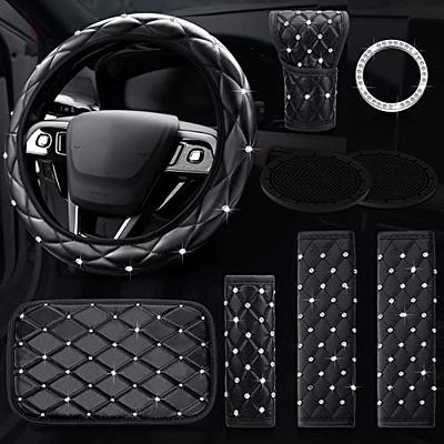 9 Pcs Bling Car Accessories Set for Women, Diamond Steering Wheel