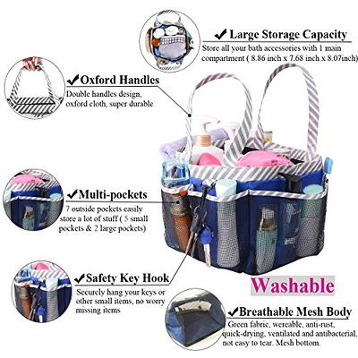Mesh Shower Caddy Tote, Large College Dorm Bathroom Caddy Organizer with Key Hook and 2 Oxford Handles, Quick Hold, 8 Basket Pockets