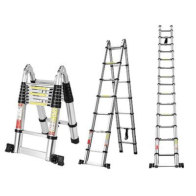 BOWEITI 12.5FT A Frame Telescoping Ladder, Aluminum Telescopic Ladder w/ Balance Bar & Movable Wheel, 330lbs Capacity Compact Ladder, RV Extension  Ladder for Household, Outdoor - Yahoo Shopping