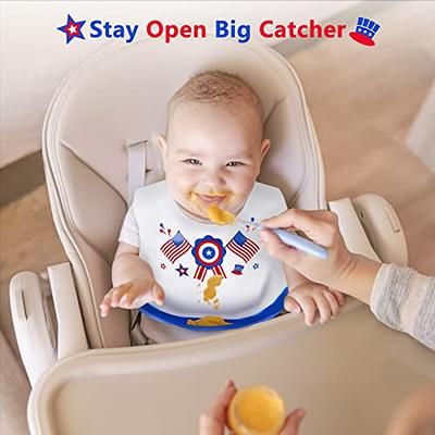  PandaEar Silicone Baby Bibs Set of 3 for Babies & Toddlers, BPA  Free Waterproof Adjustable Feeding Bib with Large Pocket Food Catcher : Baby