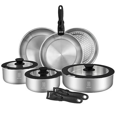 OrGREENiC Ceramic Pots and Pans for Cooking - 22 Piece Cookware Set with  Glass Lids, Rose Hammered