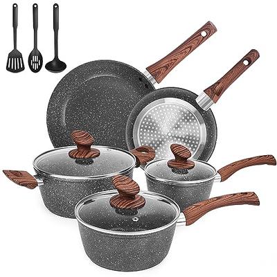 Nonstick Cookware Set Non Toxic 100% PFOA Free Compatible Induction Pots  and Pan