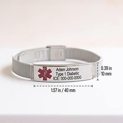 Gold Trim Epileptic Stainless Steel Medical Alert Bracelet – JSC Jewellery