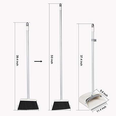 Broom and Dustpan Set for Home, Long Handle Upright Standing