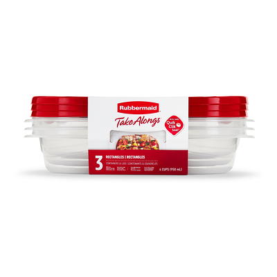 Rubbermaid TakeAlongs 4 Cup Rectangle Food Storage Containers, Set of 3,  Red - Yahoo Shopping