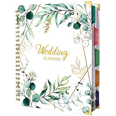 Wedding Planner and Organizer for The Bride-Wedding Planning Book,188 Pages,Golden Foil Hardcover with Metal Corner + 6 Inner Pockets+ Countdown