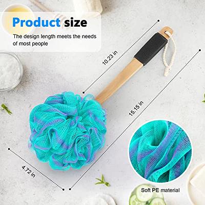 4 Pack Back Scrubber for Shower with Long Handle, Loofah on a Stick for  Exfoliating, 4 Assorted Colors, 16 in