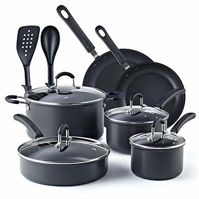  T-fal Initiatives Nonstick Cookware Set 18 Piece Oven Safe 350F  Pots and Pans, Dishwasher Safe Black: Home & Kitchen