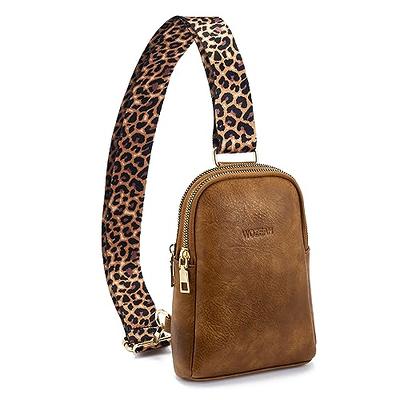 Leopard Print Zipper Chest Bag, Casual Crossbody Sling Bag