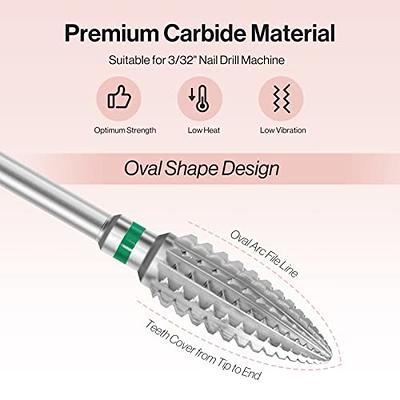 Lavinda 5 in 1 Multi-function Tapered Shape Straight Cut Nail drill bit,  Use for both Left and Right Handed, Professional Carbide Tungsten Steel bits  for Acrylic Nail Gel Fast Remove (Coarse, Purple)