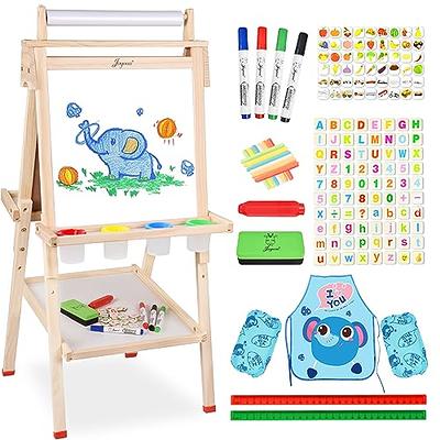 Joyooss Easel for Kids, Wooden Whiteboard & Chalkboard Easel, Foldable