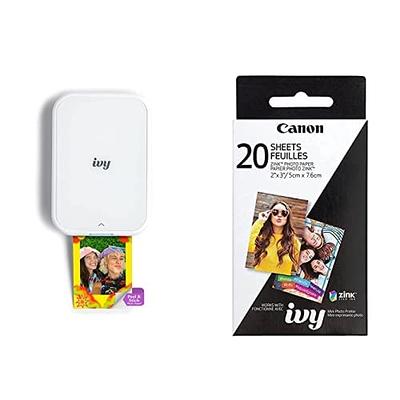 Canon IVY 2 Mini Photo Printer, Pure White with ZINK Sticker Paper
