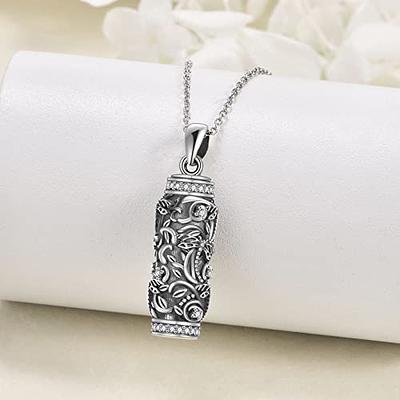 Sterling Silver Cylinder Urn | Cremation Necklace for Men | Holds Ashes | 20 Chain