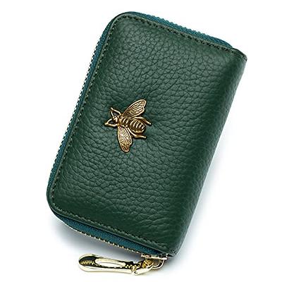 Huztencor Credit Card Holder for Women RFID Small Wallet Women Slim - Multi  Zipper Card Case with Keychain Blue