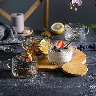 [ 12pcs Set ] Glass Cups with Bamboo Lids and Glass