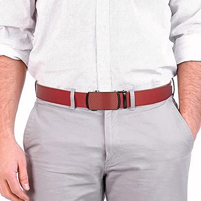 Dubulle Designer Ratchet Belt for Men Leather Fashion Adjustable Automatic Buckle Sliding Removable Dress Casual