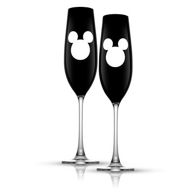 JoyJolt Disney Mickey & Minnie Icon Stemless Wine Glass - 10 oz - Set of 2