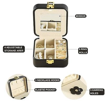 Benevolence LA Plush Velvet Rectangular Travel Jewelry Box with Mirror -  Ebony