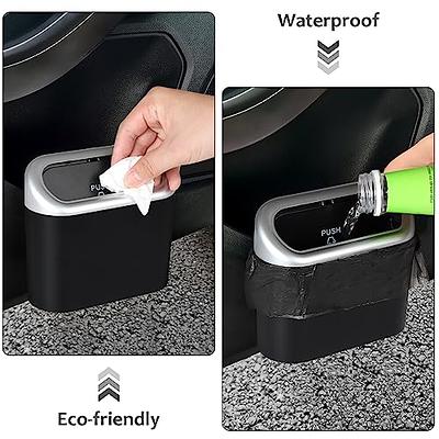 Car Trash Can with Lid,Leak Proof Mini Vehicle Trash Bin with 4