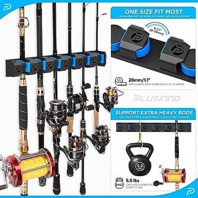 PLUSINNO V12 Fishing Rod Holders for Garage, Vertical Fishing Pole Holders Wooden Round Storage Floor Stand, Fishing Rod/Pole Rack